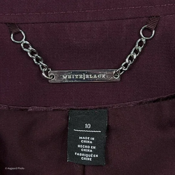 WHBM Stitched Shoulder Open Front Semi-Cropped Moto Blazer Skirt Set Size 10 - Picture 11 of 16